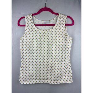 Joan Rivers Womens Polka Dot Sleeveless Top Small White & Beige